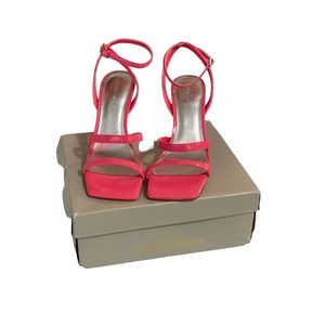 Marc Fisher Women’s Deric Ankle Strap Dress Open Toe Pink Heels New Box Size 8